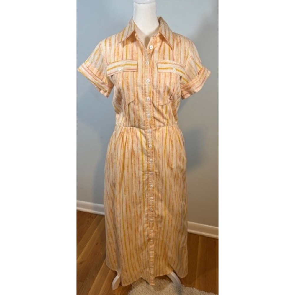 Olivia James The‎ Label Button Front Maxi S Watercolor Stripe Cotton Pockets